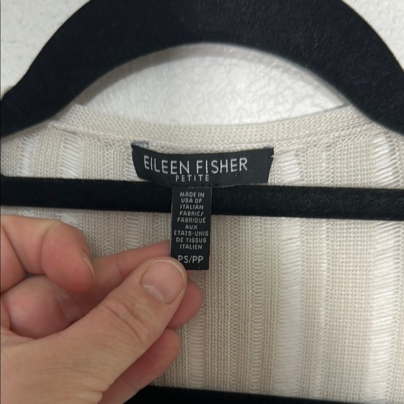 Eileen FisherLinear Sleek Tencel Open Duster Cream Cardigan - Picture 2 of 6